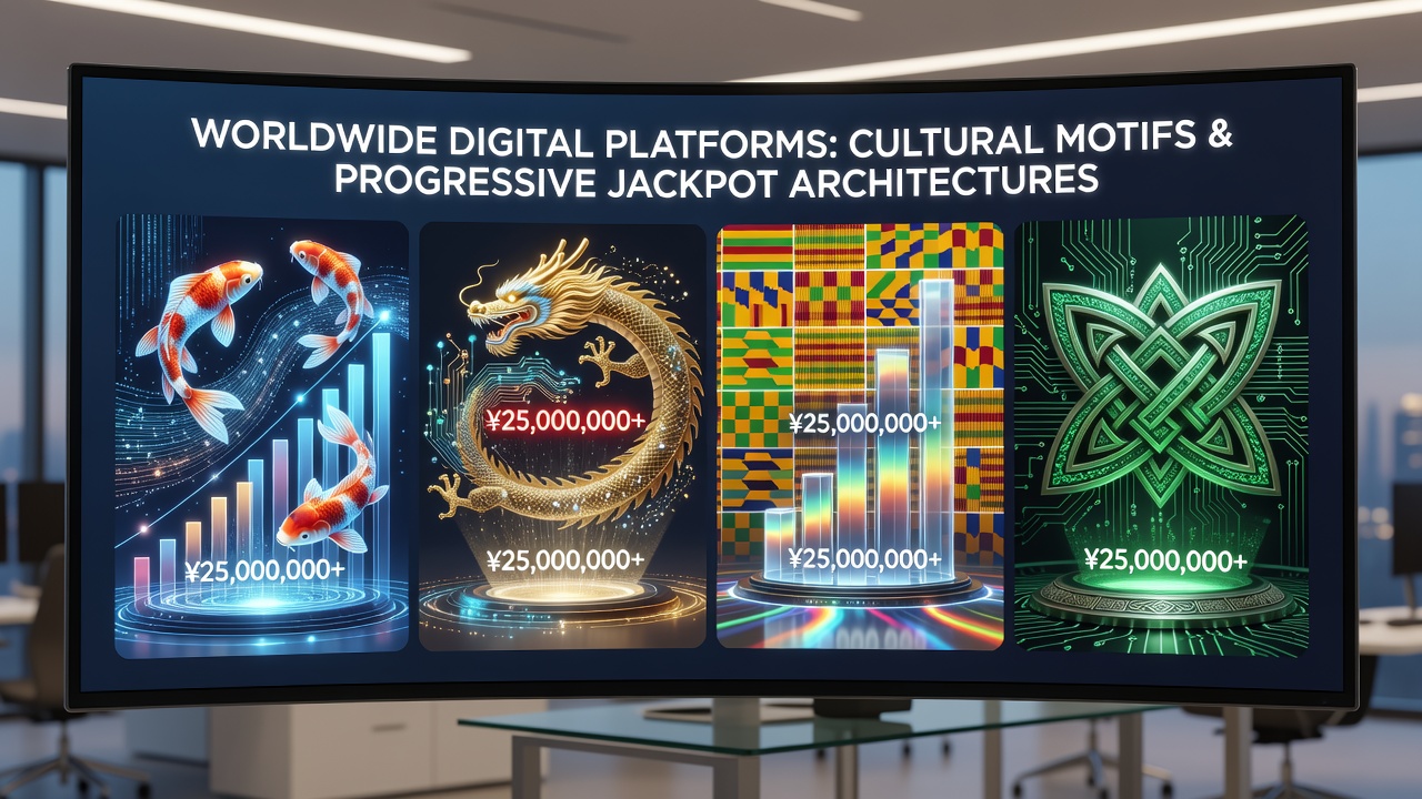 Close-up of a progressive jackpot meter showing interwoven cultural patterns from Latin American and East Asian designs on a mobile interface