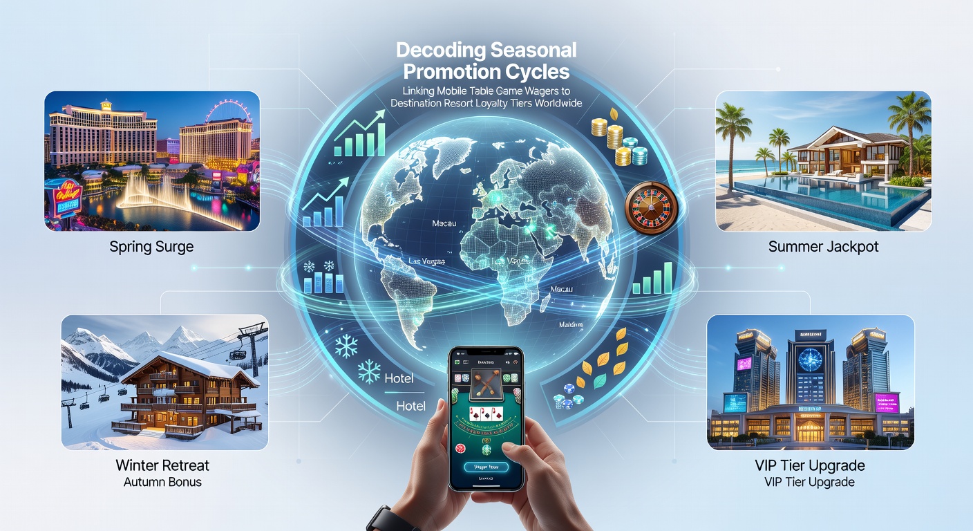 Mobile table game interface displaying seasonal promotion rewards connected to resort loyalty tiers