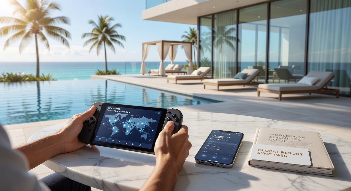 Portable gaming applications interfacing with luxury resort systems through synchronized mobile interfaces