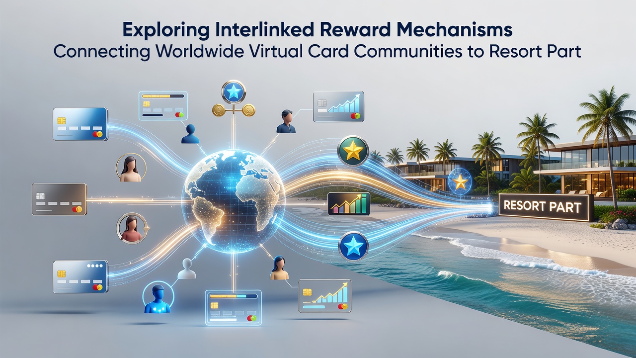 Dashboard interface displaying real-time reward point transfers between virtual card communities and resort loyalty systems
