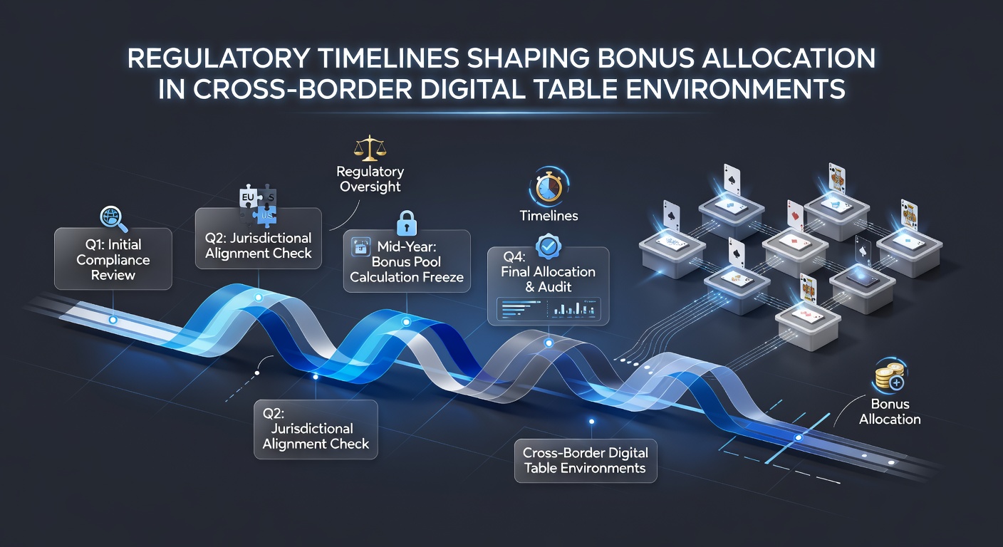 Digital table gaming interface showing cross-border bonus allocation controls and regulatory compliance indicators