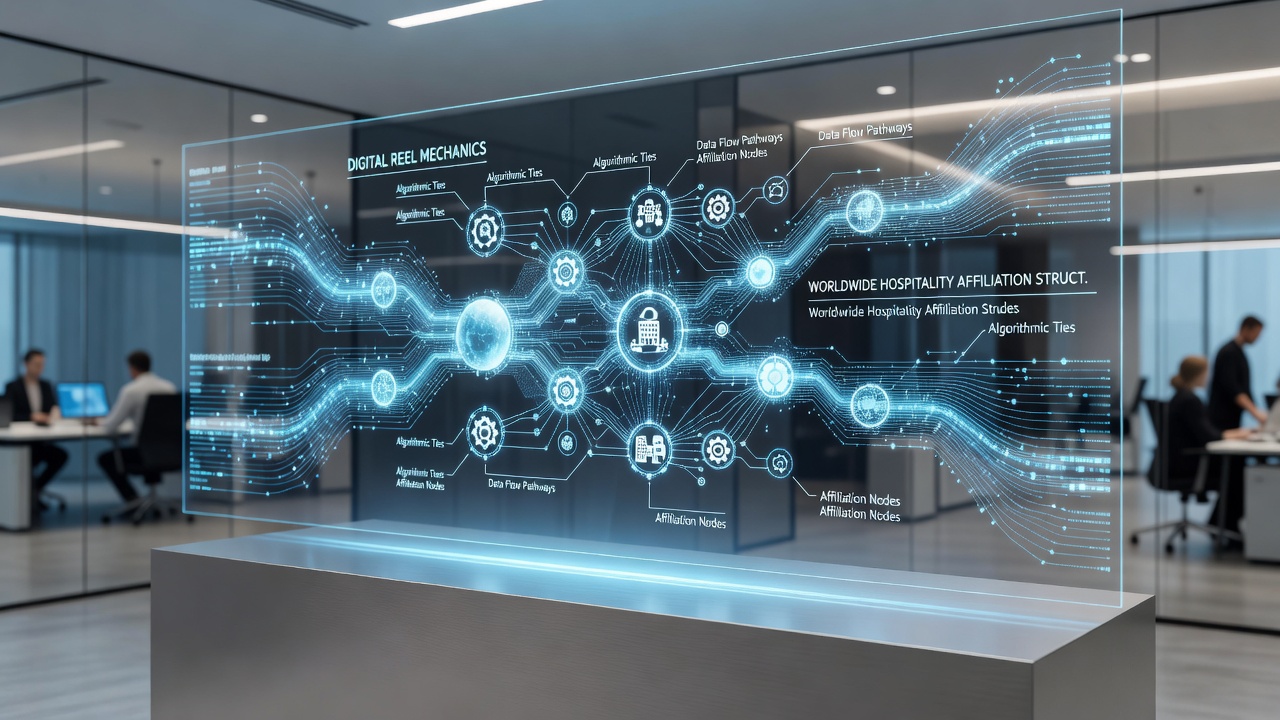 Hospitality loyalty dashboards displaying algorithmic connections to remote reel mechanics and player profiles
